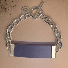 Load image into Gallery viewer, Navy Leather and Chain ID Toggle Bracelet
