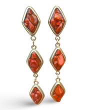 Load image into Gallery viewer, Red Jasper and Silver Tier Drop Earrings by The Urban Charm
