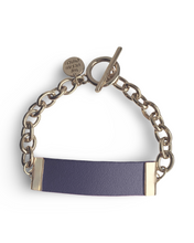 Load image into Gallery viewer, Navy Leather and Chain ID Toggle Bracelet
