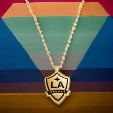 Load image into Gallery viewer, LA Galaxy Shield Pendant w/ black enamel 18&quot; chain length
