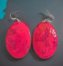 Load image into Gallery viewer, Pink Marble Oval Dome Lures of Love Earrings
