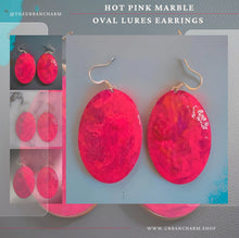 Load image into Gallery viewer, Pink Marble Oval Dome Lures of Love Earrings
