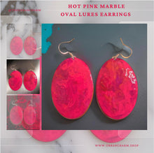 Load image into Gallery viewer, Pink Marble Oval Dome Lures of Love Earrings
