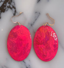 Load image into Gallery viewer, Pink Marble Oval Dome Lures of Love Earrings
