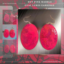 Load image into Gallery viewer, Pink Marble Oval Dome Lures of Love Earrings
