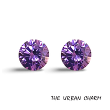 Load image into Gallery viewer, 8mm Round Amethyst Cubic Zirconia AAAAA quality Lab-grown Loose Gemstones : Set of 2
