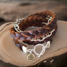 Load image into Gallery viewer, Brown Braided Four Wrap Genuine Leather Bracelet
