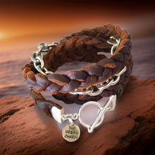 Load image into Gallery viewer, Brown Braided Four Wrap Genuine Leather Bracelet
