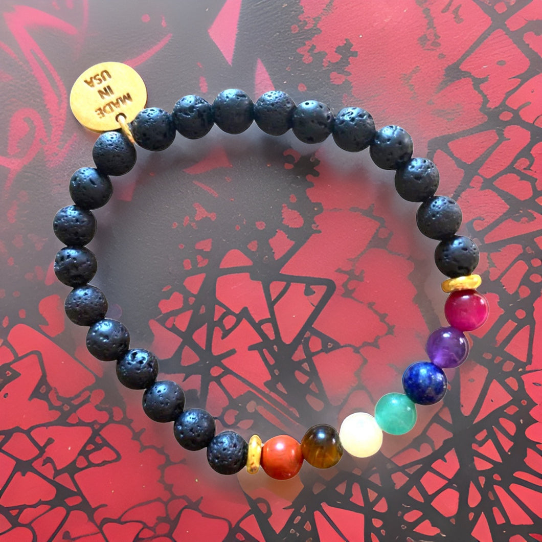 Chakra Balance Bracelet with Natural Gemstones and Charm
