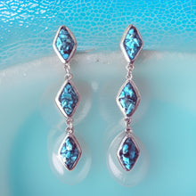 Load image into Gallery viewer, Natural Turquoise and Silver Tier Drop Earrings by The Urban Charm
