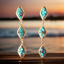Load image into Gallery viewer, Natural Turquoise and Silver Tier Drop Earrings by The Urban Charm
