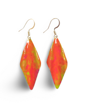 Load image into Gallery viewer, Yellow Orange Marble Wavy Lures of Love Earrings
