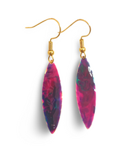 Load image into Gallery viewer, Purple Marble Mini Navette Lures of Love Earrings
