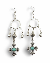 Load image into Gallery viewer, Silver Cross Dangle Earrings
