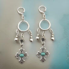 Load image into Gallery viewer, Silver Cross Dangle Earrings
