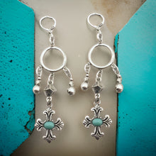 Load image into Gallery viewer, Silver Cross Dangle Earrings
