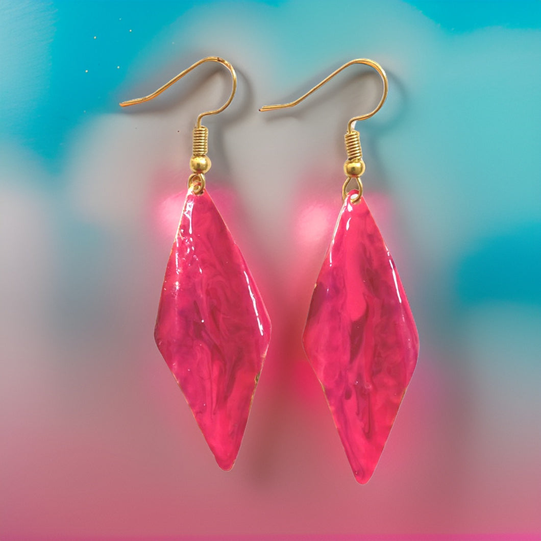 Pink Marble Wavy Lures of Love Earrings