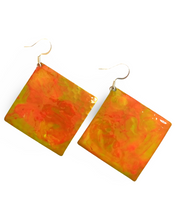 Load image into Gallery viewer, Yellow Orange Marble Diamond Dome Lures of Love Earrings
