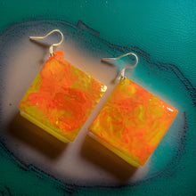 Load image into Gallery viewer, Yellow Orange Marble Diamond Dome Lures of Love Earrings
