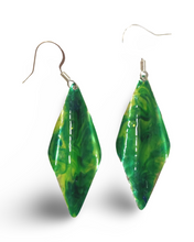 Load image into Gallery viewer, Green Yellow Marble Wavy Lures of Love Earrings
