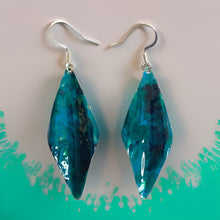 Load image into Gallery viewer, Blue Green Marble Wavy Lures of Love Earrings
