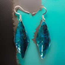 Load image into Gallery viewer, Blue Green Marble Wavy Lures of Love Earrings
