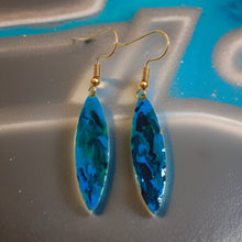 Load image into Gallery viewer, Blue Green Marble Mini Navette Lures of Love Earrings
