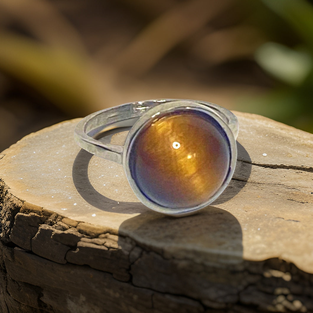 Tiger’s Eye Gemstone Round Ring