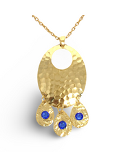 Load image into Gallery viewer, Hammered Sapphire Chandelier Necklace
