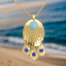 Load image into Gallery viewer, Hammered Sapphire Chandelier Necklace
