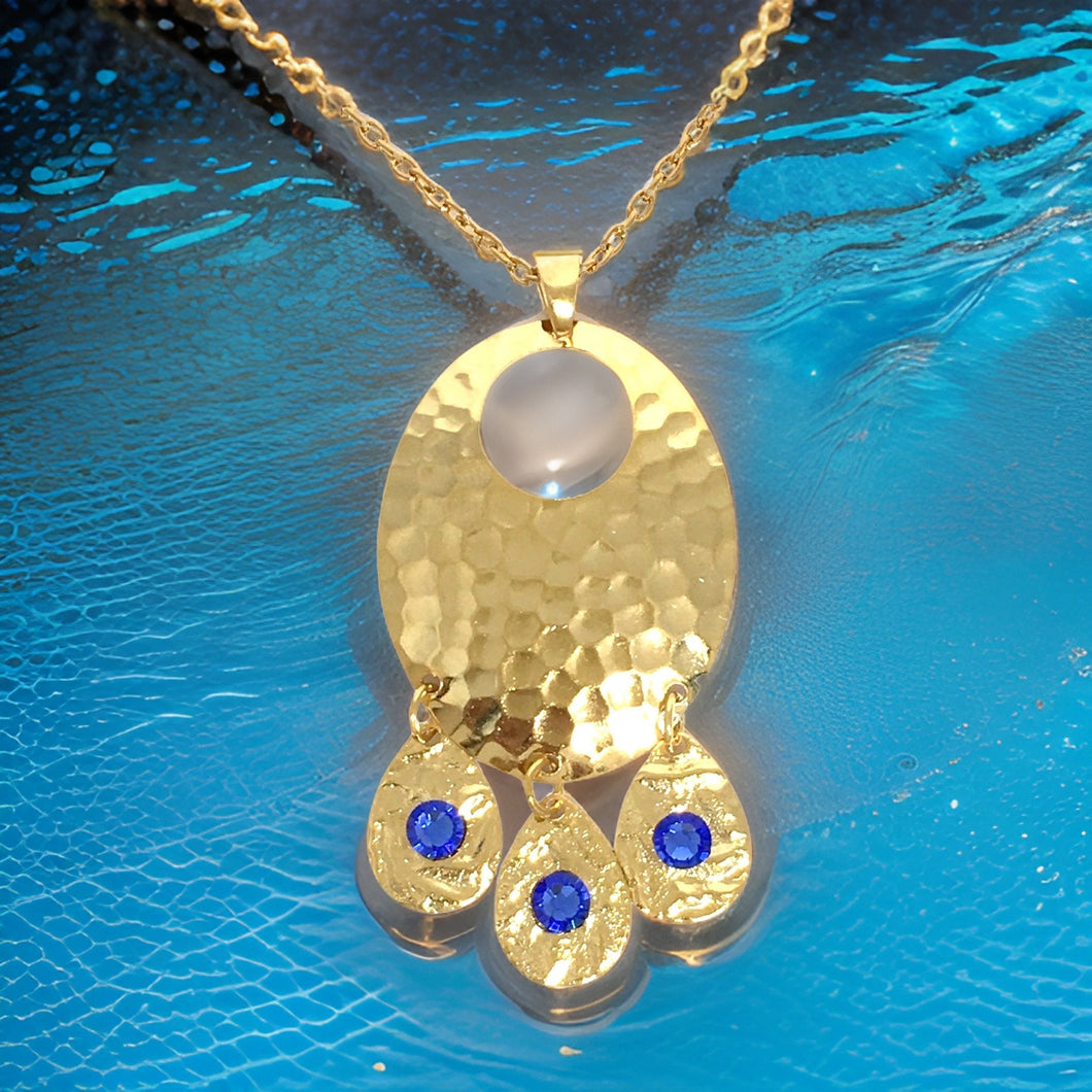 Hammered Sapphire Chandelier Necklace