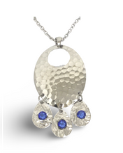 Load image into Gallery viewer, Hammered Sapphire Chandelier Necklace
