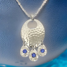 Load image into Gallery viewer, Hammered Sapphire Chandelier Necklace
