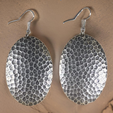 Load image into Gallery viewer, Hammered Oval Domed Dangle Earrings

