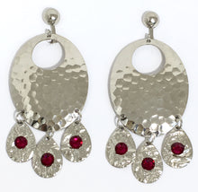 Load image into Gallery viewer, Hammered Ruby Chandelier Earrings
