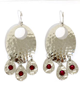 Load image into Gallery viewer, Hammered Ruby Chandelier Earrings
