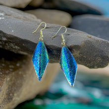 Load image into Gallery viewer, Art Deco Hand Painted Blue Green Wavy Earrings
