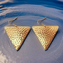 Load image into Gallery viewer, Hammered Triangle Dangle Earrings
