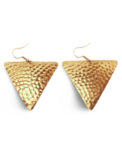 Load image into Gallery viewer, Hammered Triangle Dangle Earrings
