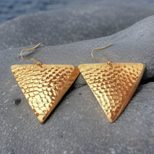 Load image into Gallery viewer, Hammered Triangle Dangle Earrings
