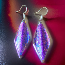 Load image into Gallery viewer, Art Deco Hand Painted Purple Blue Wavy Earrings
