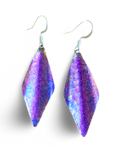 Load image into Gallery viewer, Art Deco Hand Painted Purple Blue Wavy Earrings
