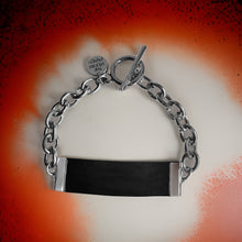 Load image into Gallery viewer, Black Leather and Chain ID Toggle Bracelet by The Urban Charm
