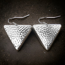 Load image into Gallery viewer, Hammered Triangle Dangle Earrings
