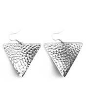 Load image into Gallery viewer, Hammered Triangle Dangle Earrings
