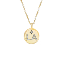 Load image into Gallery viewer, LA Logo Pendant with Crystals 18&quot;
