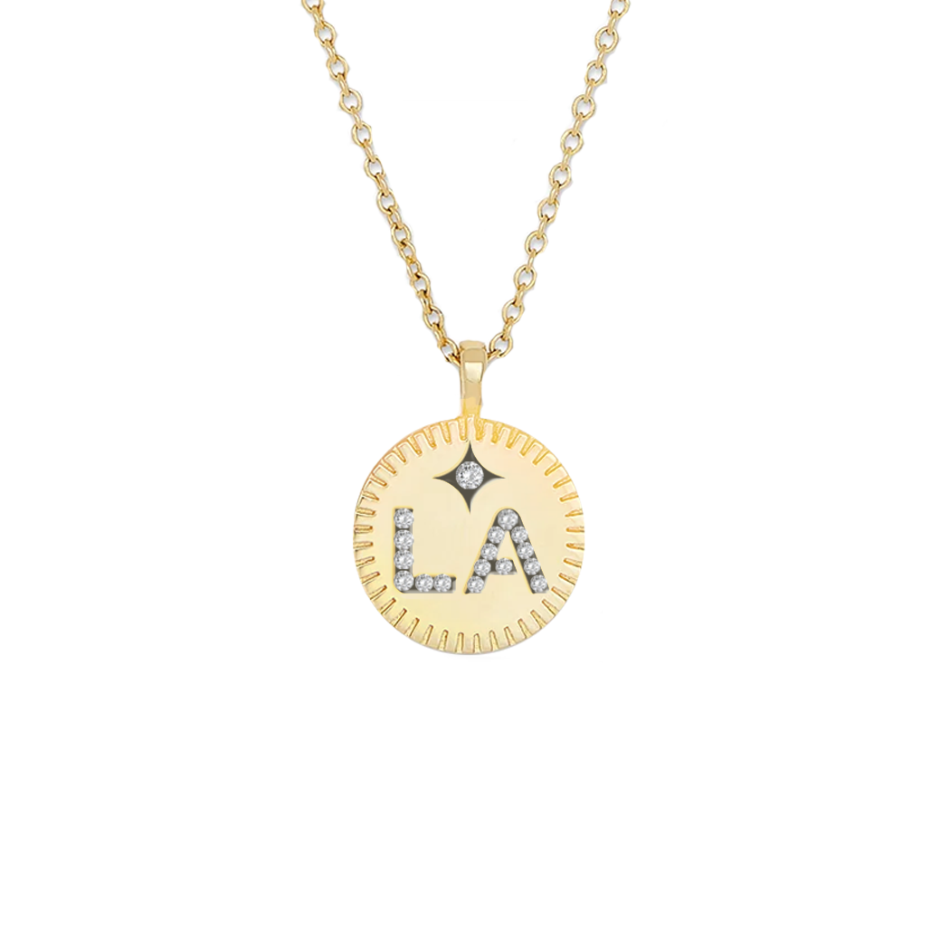 LA Logo Pendant with Crystals 18