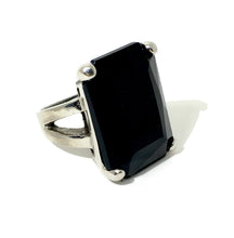 Load image into Gallery viewer, Sterling Silver Jet Black Crystal  Ring
